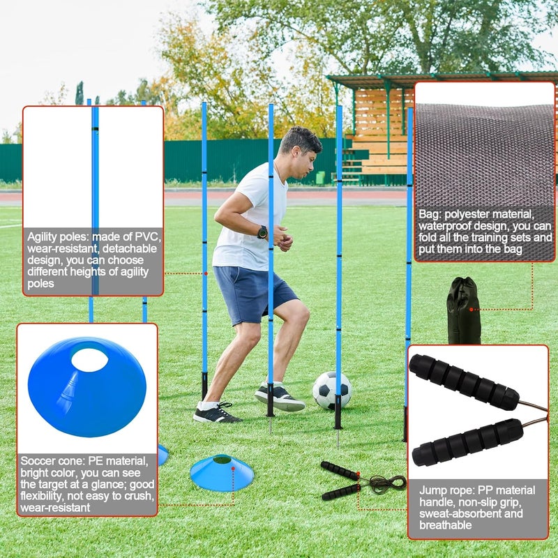 Supvision 24Pcs Soccer Agility Training Equipment Set Ultimate Agility Poles Cones Ladder More for Quick Assembly and Easy Portability Suitable for All Skill Levels Enhance Speed Agility Training - Image 3
